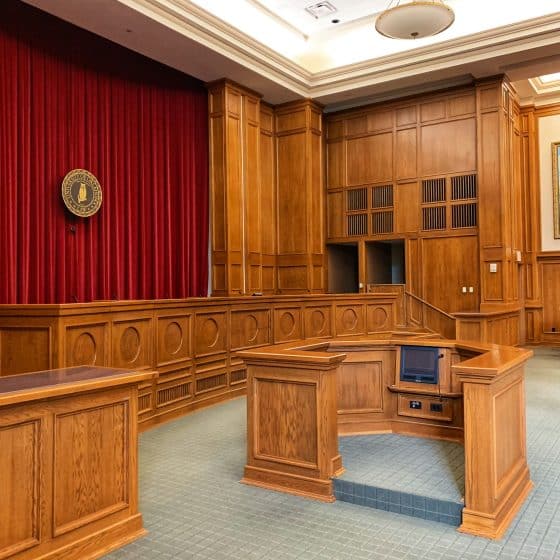 The inside of a courtroom